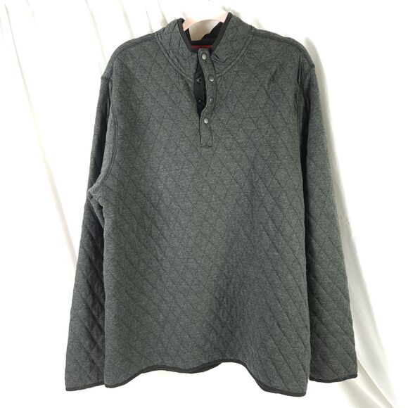 NWOT Chaps Mens XL Gray Quilted 1/4 Snap Long Sleeve Mock Neck Sweatshirt - Picture 1 of 8
